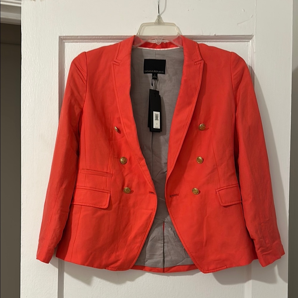 Banana Republic Linen Coral Blazer
